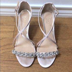 Badgley Mischka Wedge Sandals with jeweled strap